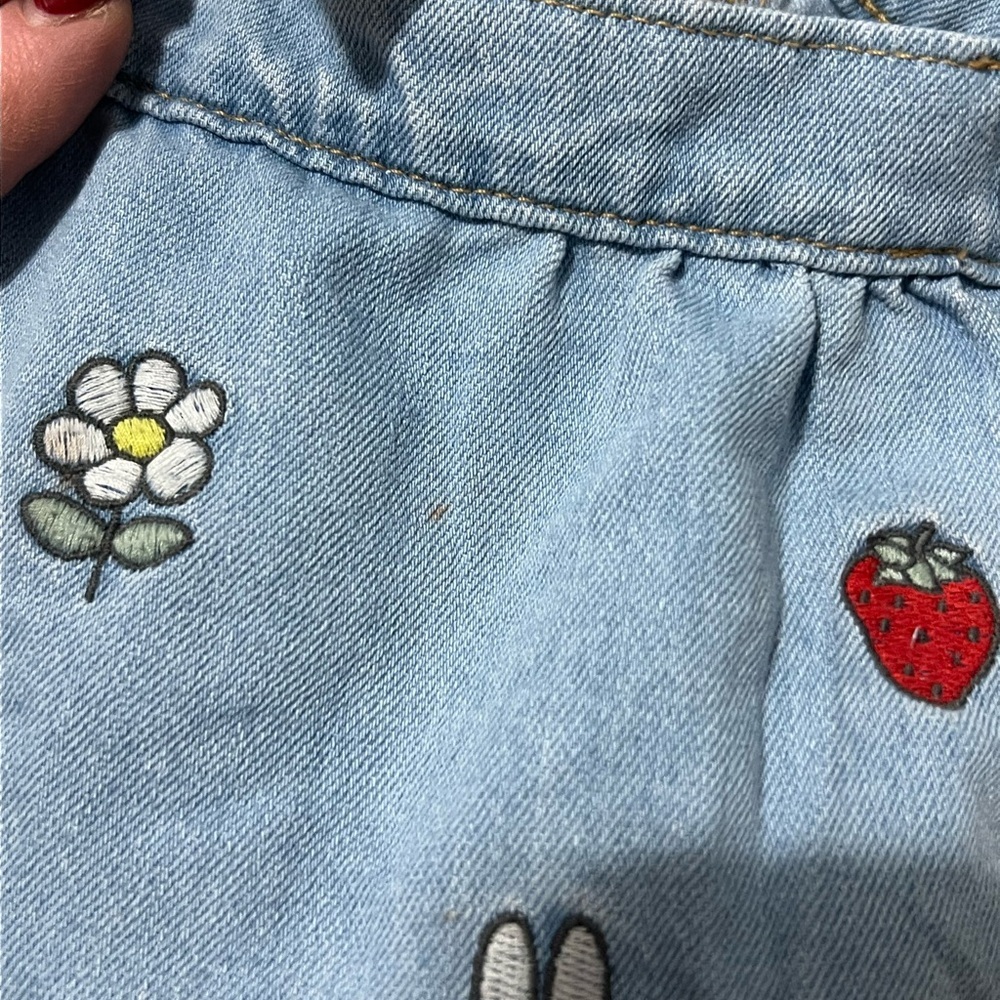 H&M Embroidered Skort Girls Size 4T Flower Fruit Miffy Bunny Adjustable Waist - Picture 5 of 7